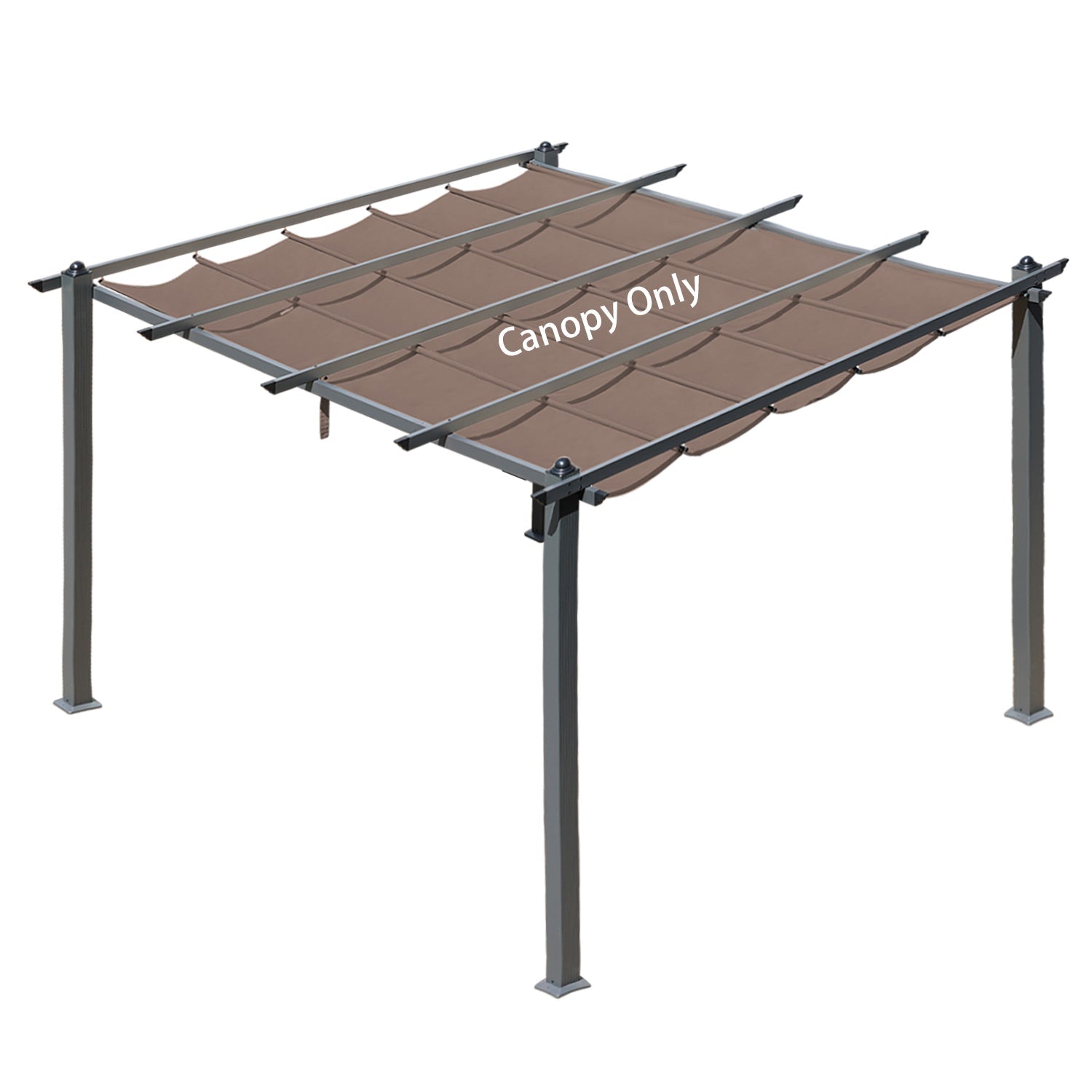 Replacement Pergola Canopy - Retractable Shade in Dark Brown Fabric for 10 x 10 ft /10 x 13 ftPergola, UV Resistant, Fade-Resistant, Water-Repellent, Adjustable and Durable Fabric - Aoodor